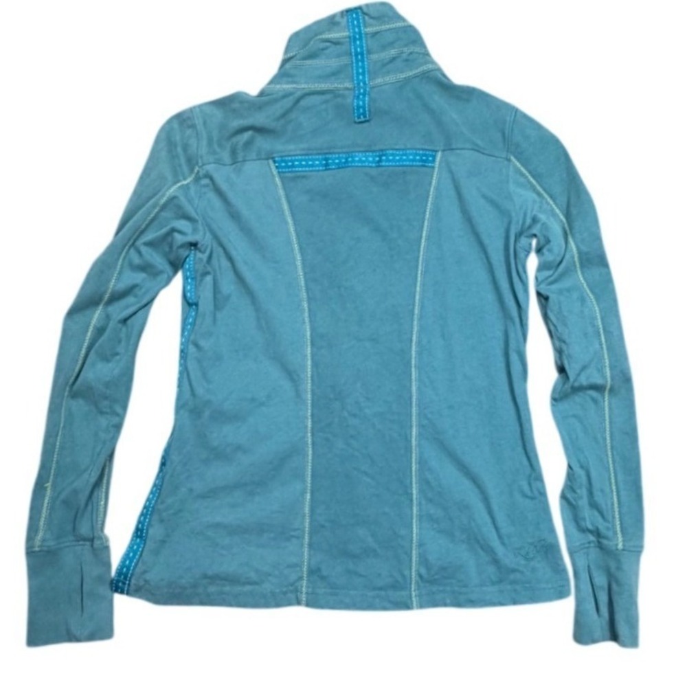 Kuhl Kember Organic Peached Cotton Jacket Teal Blue Full Zip Lightweight Women M - Picture 3 of 12
